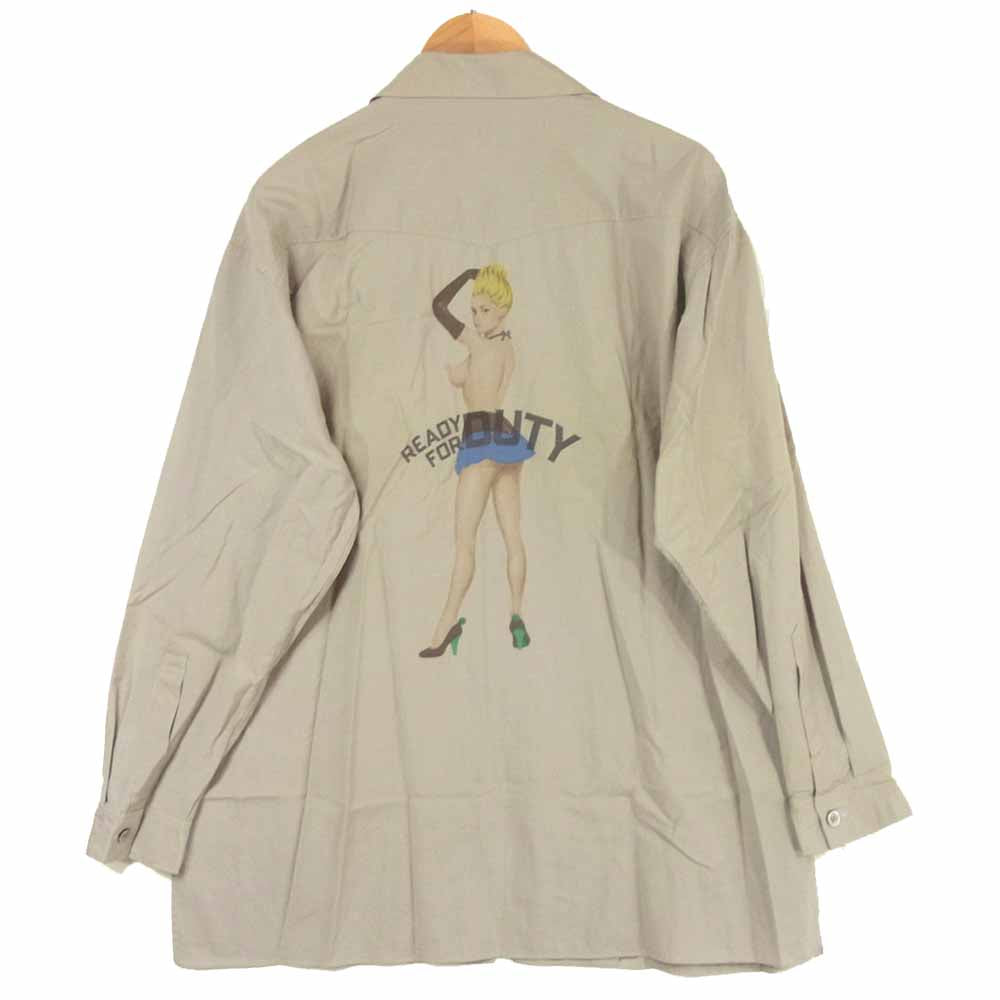 Yohji Yamamoto ヨウジヤマモト POUR HOMME プールオム 91AW ブリジット・バルドー バックプリント ウールシャツ グレー系 M【中古】