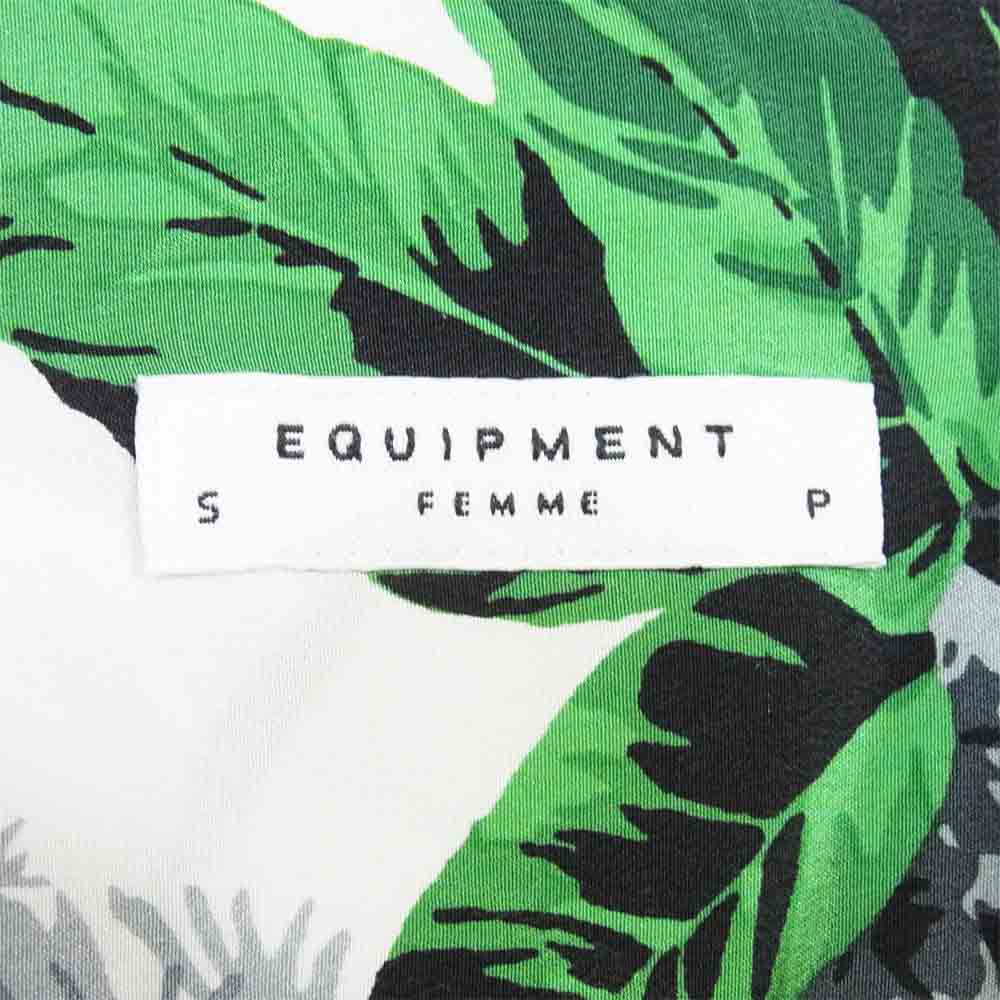 EQUIPMENT エキプモン 14-050-570-0043-1-0 シルク100% ボタニカル柄 シャツ ブラウス 白藍緑系 S【中古】