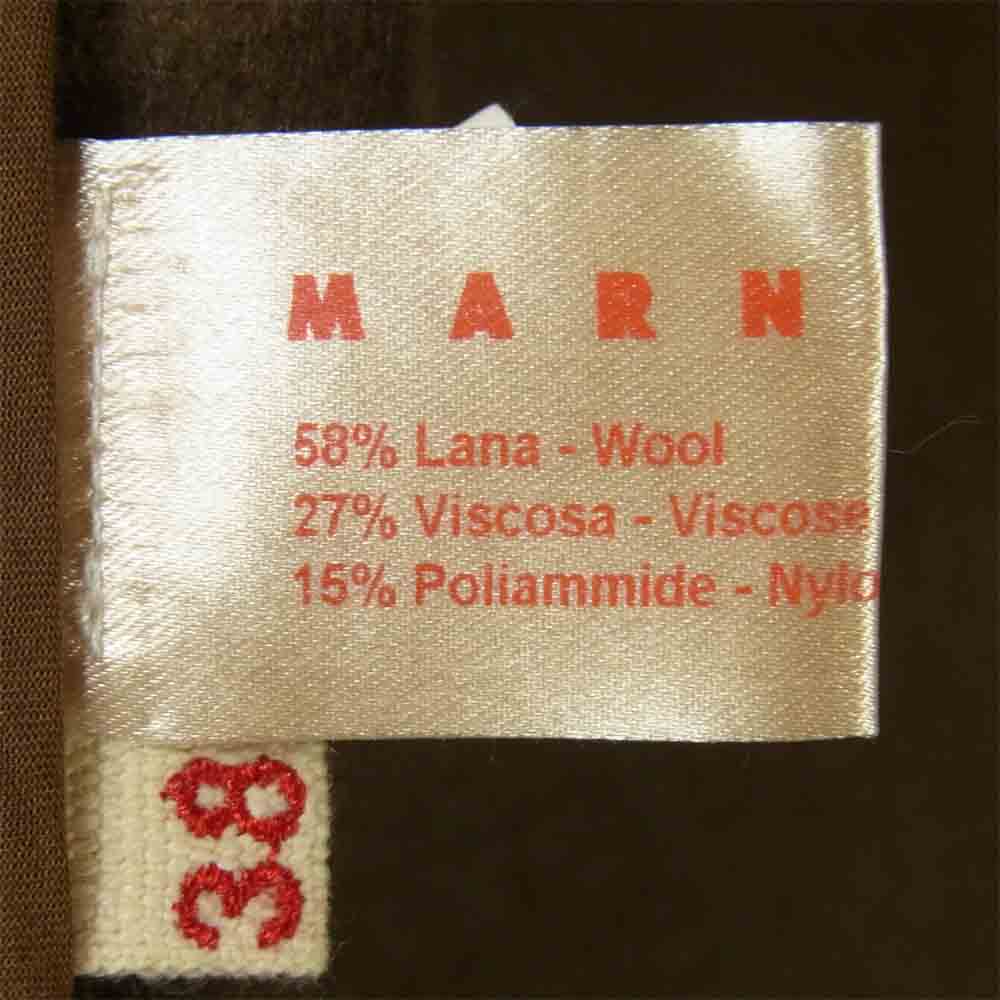 MARNI マルニ YACPMAE22CYOTW252-00M47 国内正規品 ハーフスリーブ ベルテッド ノーカラー コート カーキブラウン系 38【中古】