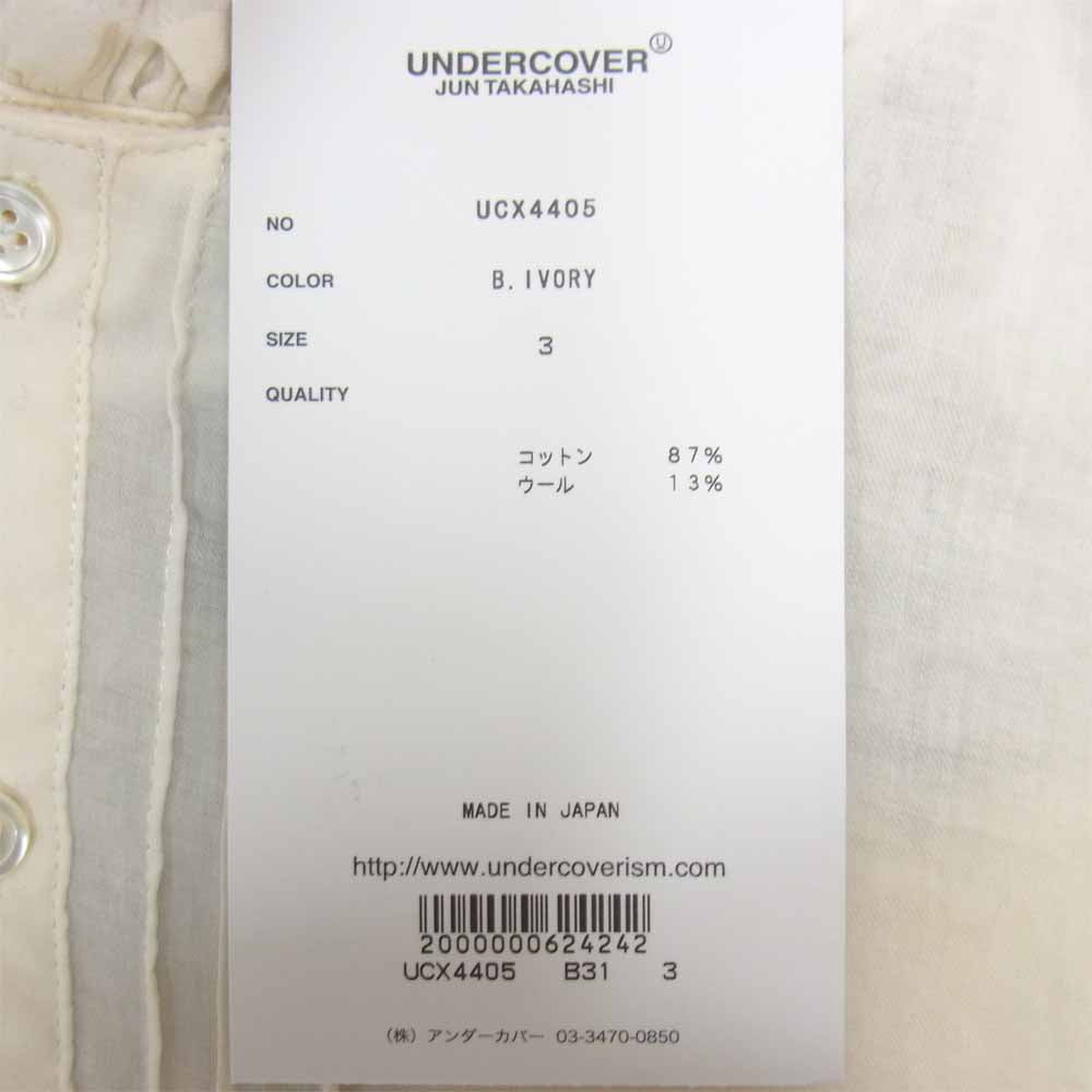 UNDERCOVER アンダーカバー 19AW UCX4405 C/W ビエラピンタック フリルPOシャツ オフホワイト系 3【新古品】【未使用】【中古】