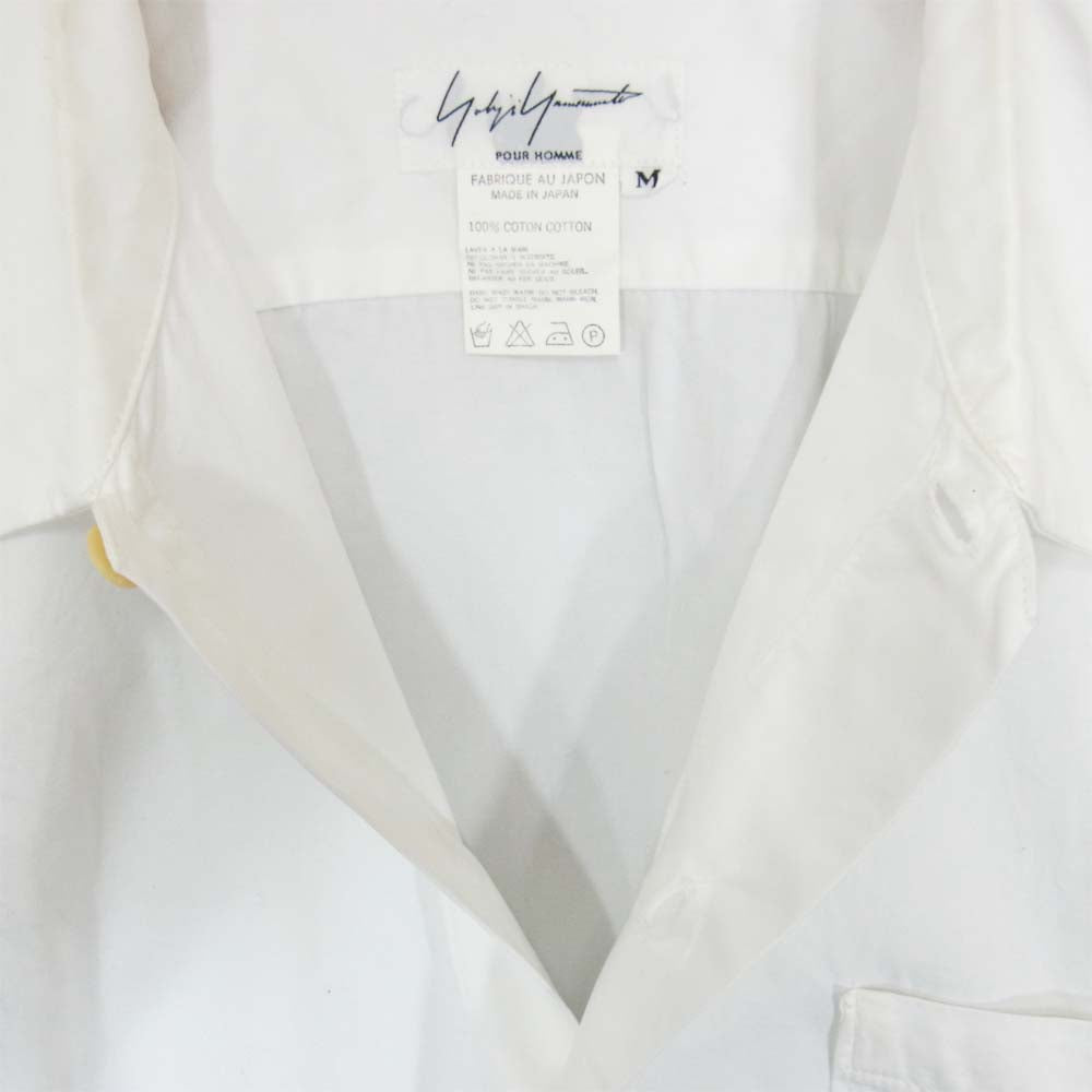 Yohji Yamamoto ヨウジヤマモト 丸ロゴ 初期タグ 80s 猫目 ボタン シャツ ホワイト系 M【中古】
