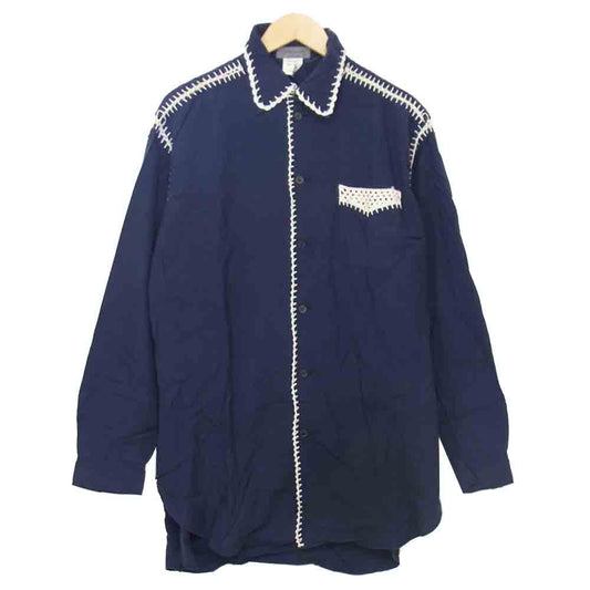 Yohji Yamamoto ヨウジヤマモト 丸ロゴ 初期タグ 80s シャツ ネイビー系【中古】