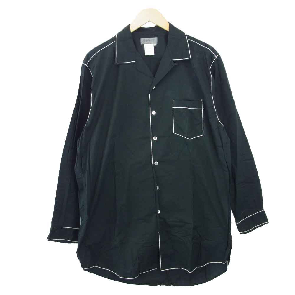 Yohji Yamamoto ヨウジヤマモト オープンカラー ホワイトステッチ シャツ ブラック系 M【中古】