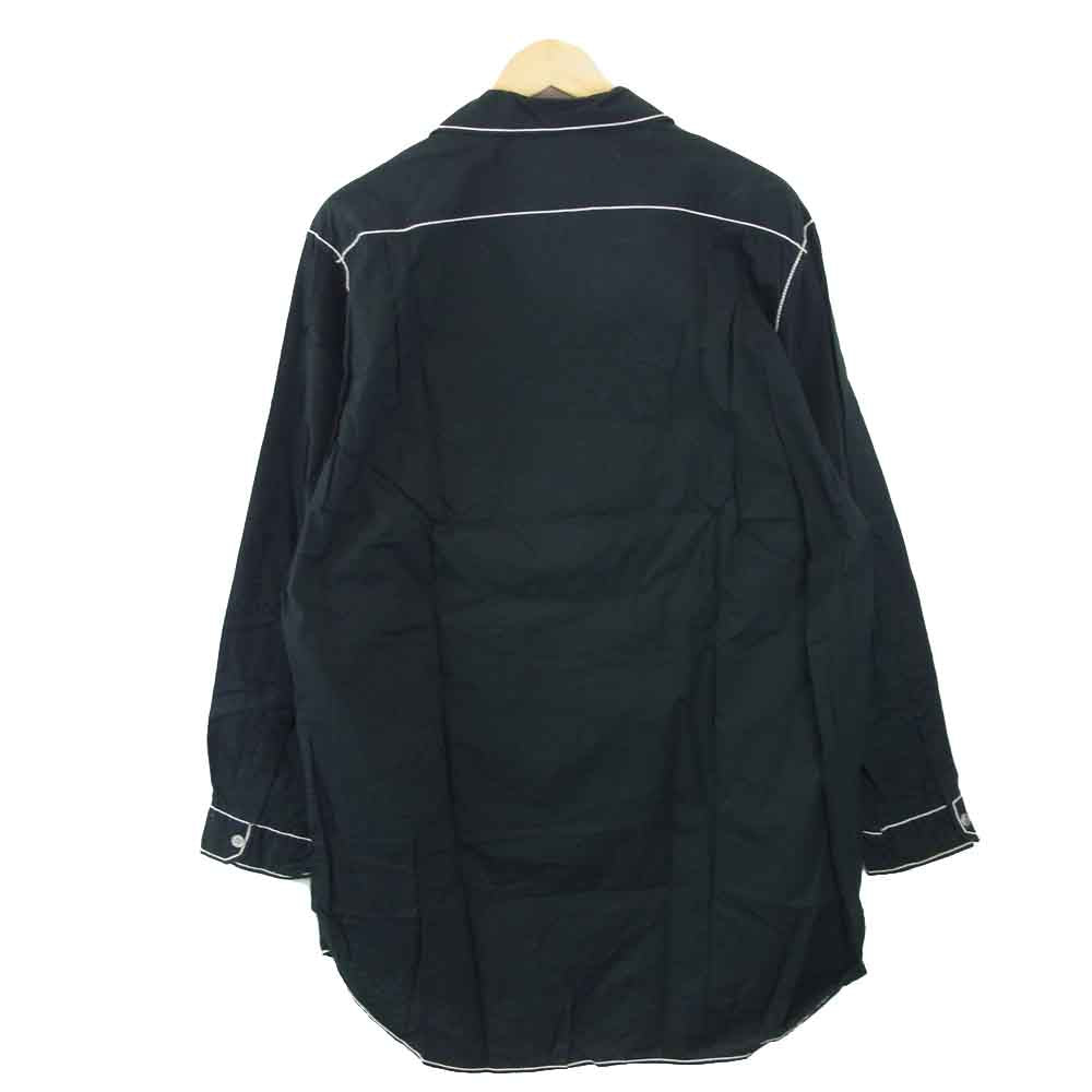 Yohji Yamamoto ヨウジヤマモト オープンカラー ホワイトステッチ シャツ ブラック系 M【中古】