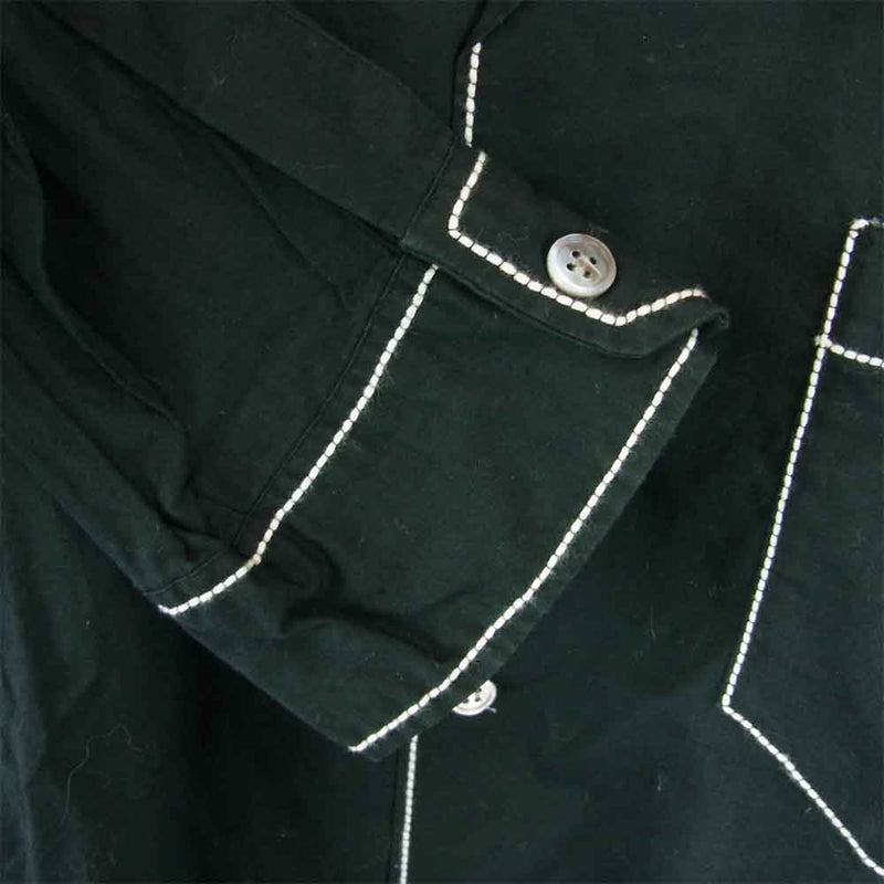 Yohji Yamamoto ヨウジヤマモト オープンカラー ホワイトステッチ シャツ ブラック系 M【中古】