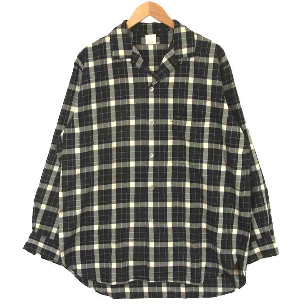 Yohji Yamamoto ヨウジヤマモト 丸ロゴ 初期タグ 80s チェック 長袖 シャツ ブラック系 ホワイト系 M【中古】