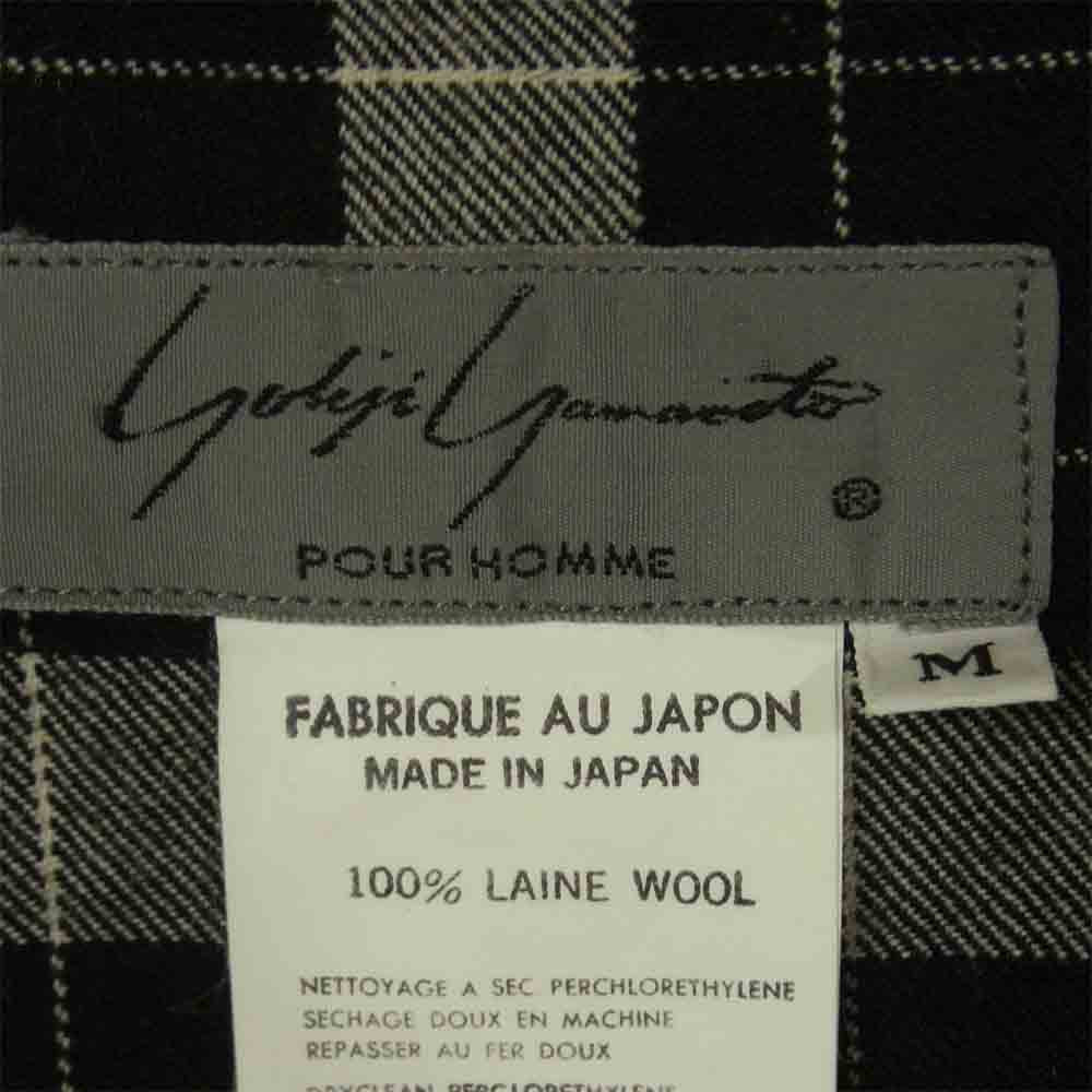 Yohji Yamamoto ヨウジヤマモト 丸ロゴ 初期タグ 80s チェック 長袖 シャツ ブラック系 ホワイト系 M【中古】