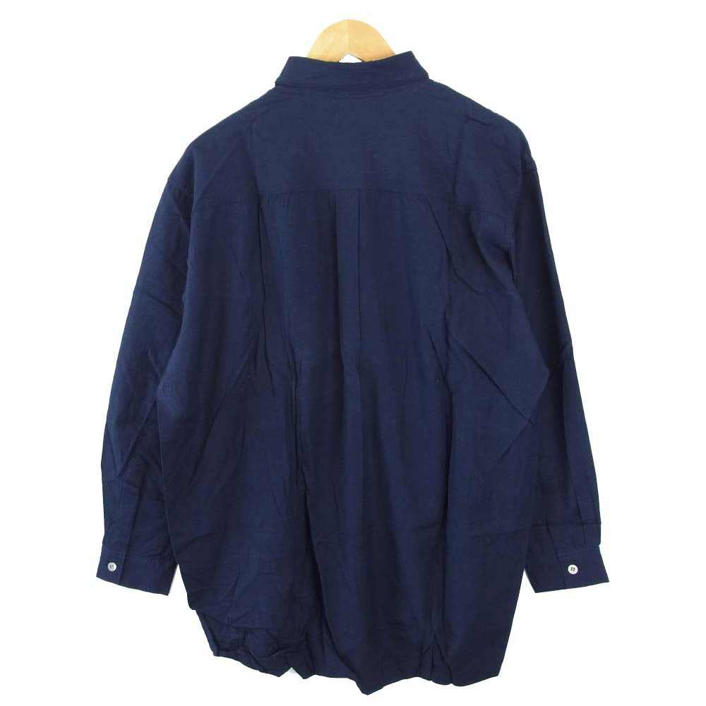 Yohji Yamamoto ヨウジヤマモト 丸ロゴ 初期タグ 80s ブラック 二重襟 シャツ ネイビー系 M【中古】