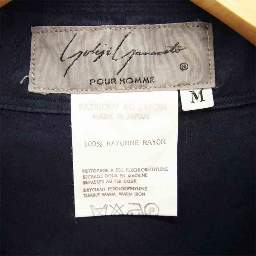 Yohji Yamamoto ヨウジヤマモト 丸ロゴ 初期タグ 80s ブラック 二重襟 シャツ ネイビー系 M【中古】