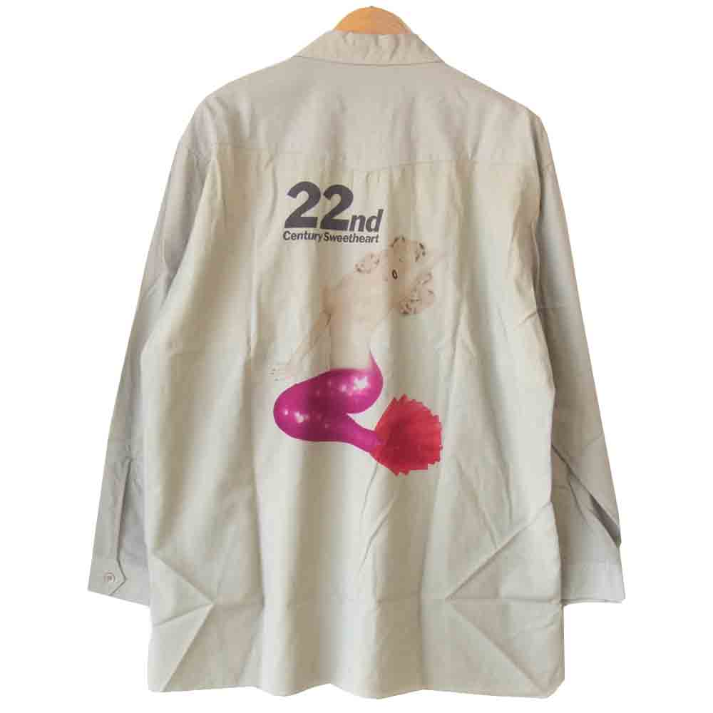 Yohji Yamamoto ヨウジヤマモト 91AW POUR HOMME プールオム ブリジット バルドー バックプリント ウール シャツ グレー系 M【中古】