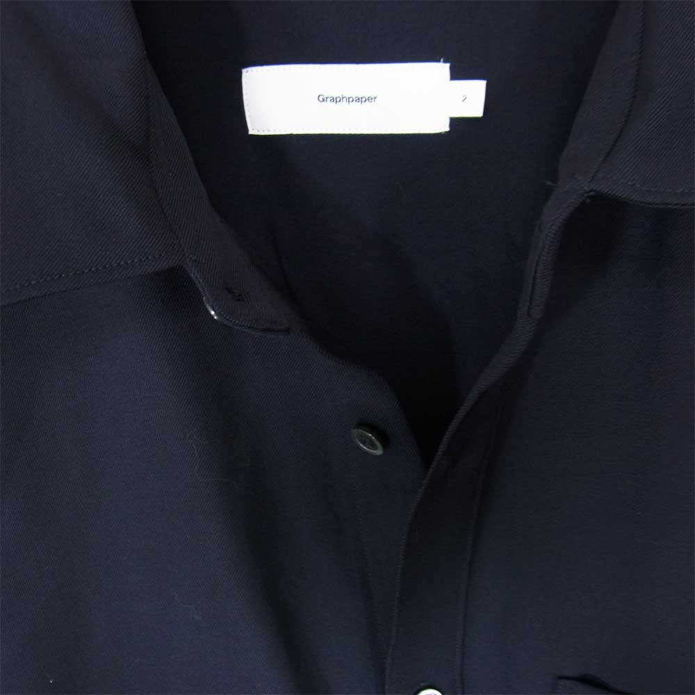 GRAPHPAPER グラフペーパー GM194-50513 WOOL TWILL L/S BOX SHIRT ウール ツイル ボックスシャツ ブラック系 2【中古】