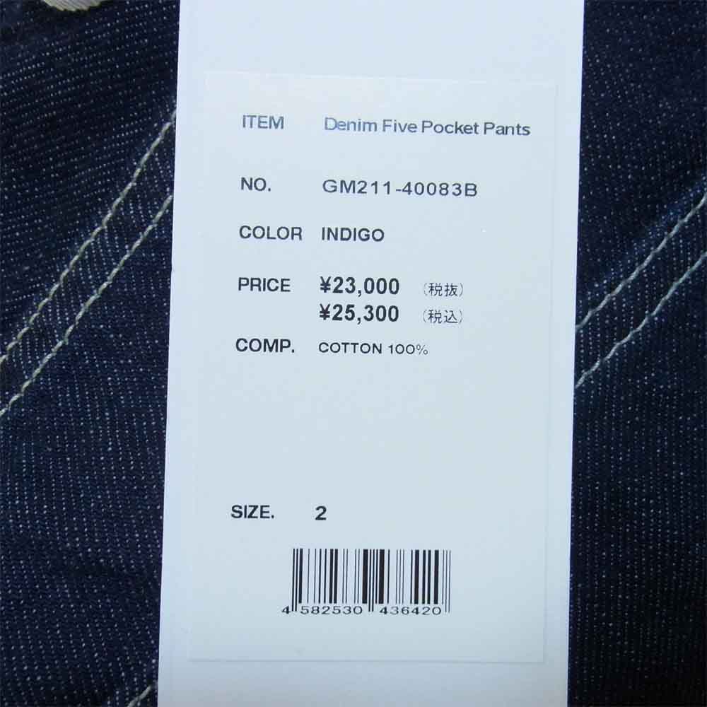 GRAPHPAPER グラフペーパー GM211-40083B Denime Five Pocket Pants デニム ファイブ ポケット パンツ インディゴブルー系 2【極上美品】【中古】