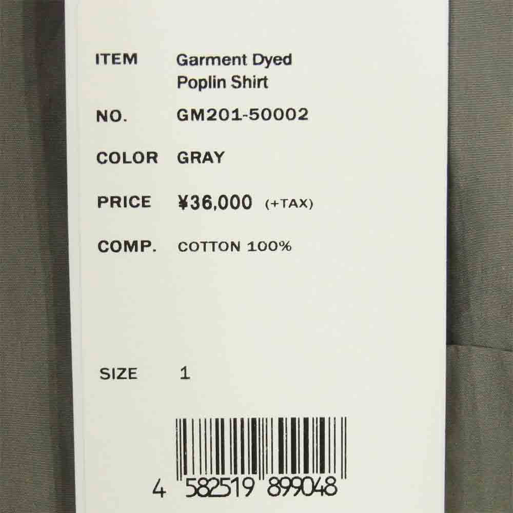 GRAPHPAPER グラフペーパー GM201-50002 Garment Dyed Poplin shirt ガーメント ダイ ポプリン 長袖 シャツ グレー系 1【美品】【中古】