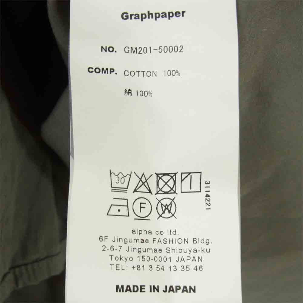GRAPHPAPER グラフペーパー GM201-50002 Garment Dyed Poplin shirt ガーメント ダイ ポプリン 長袖 シャツ グレー系 1【美品】【中古】