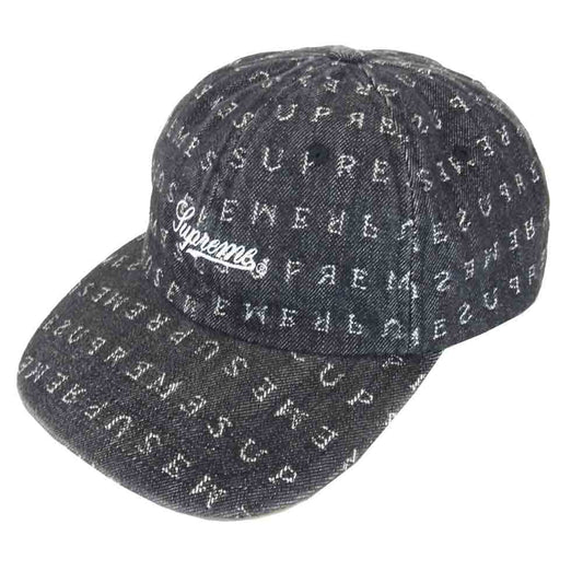 Supreme シュプリーム 20SS Jacquard Logos Denim 6-Panel ジャガード ロゴ デニム キャップ ブラック系【美品】【中古】
