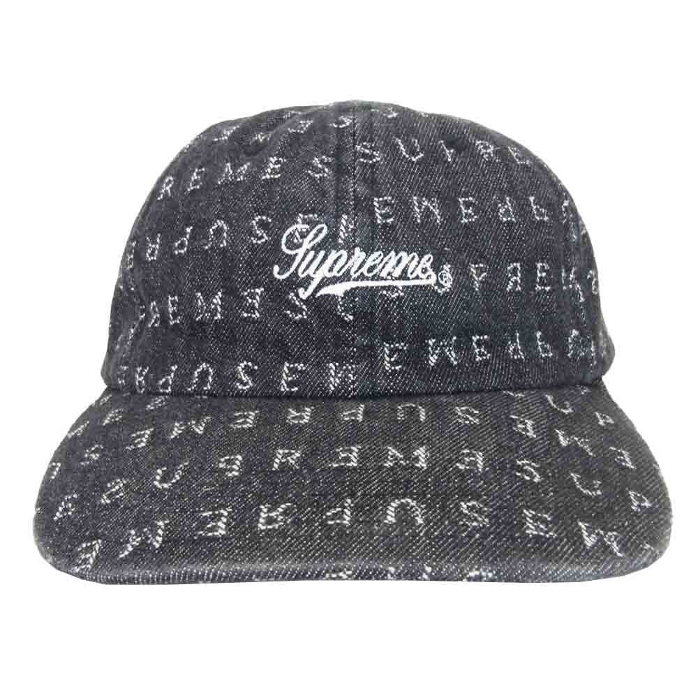 Supreme シュプリーム 20SS Jacquard Logos Denim 6-Panel ジャガード ロゴ デニム キャップ ブラック系【美品】【中古】