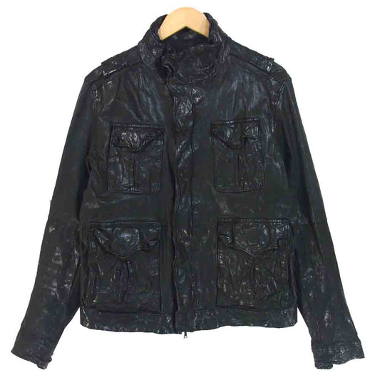 DESIGNWORKS デザインワークス 330090001 しわ加工 レザー ジャケット ブラック系 48【中古】