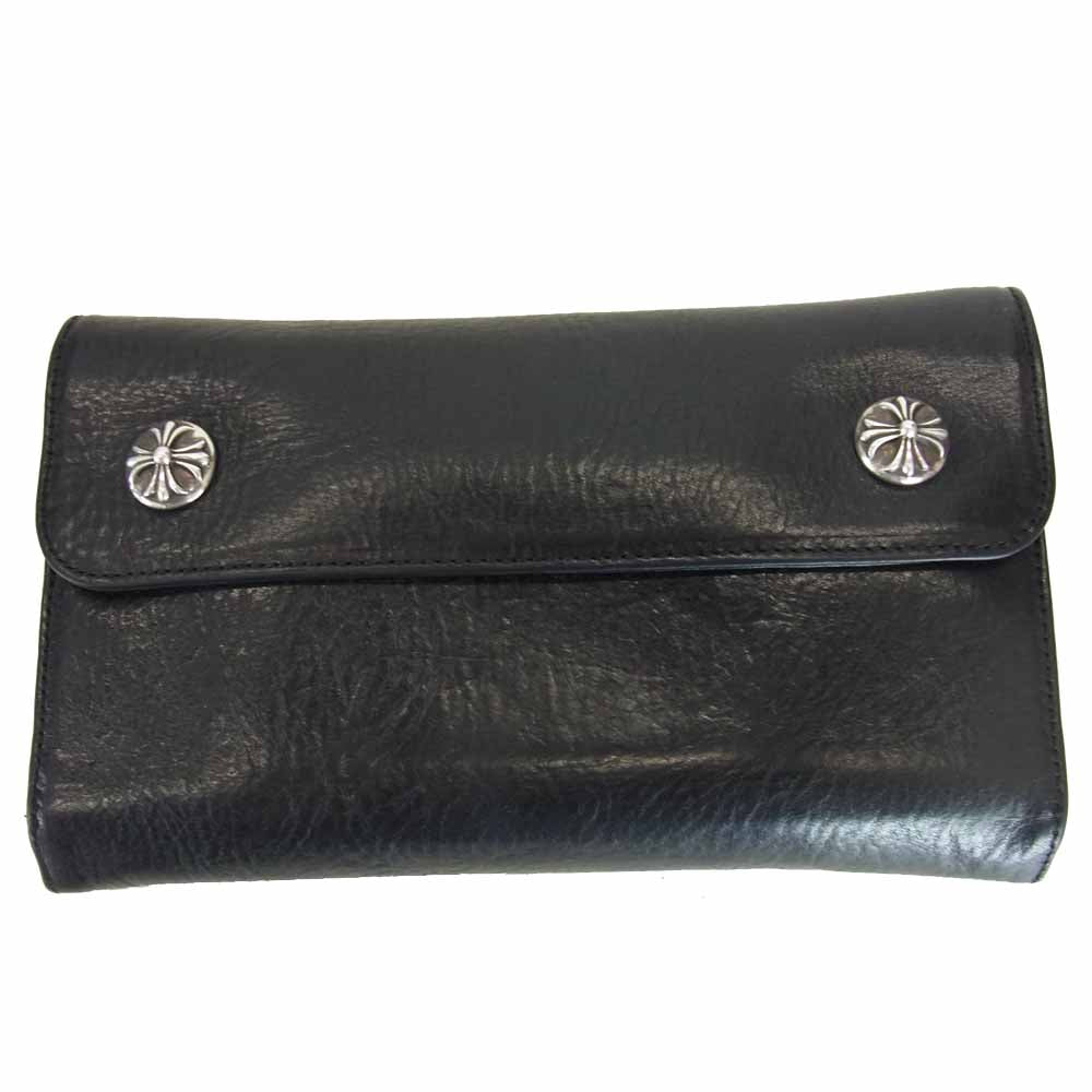 CHROME HEARTS クロムハーツ（原本有） WALLET WAVE CH クロスボールボタン ウェーブ ウォレット ブラック系【中古】