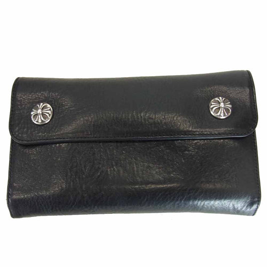 CHROME HEARTS クロムハーツ（原本有） WALLET WAVE CH クロスボールボタン ウェーブ ウォレット ブラック系【中古】