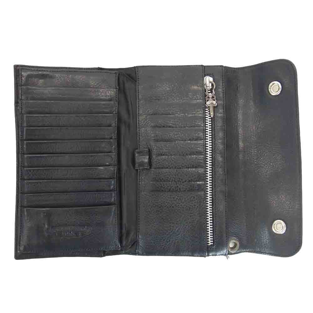 CHROME HEARTS クロムハーツ（原本有） WALLET WAVE CH クロスボールボタン ウェーブ ウォレット ブラック系【中古】