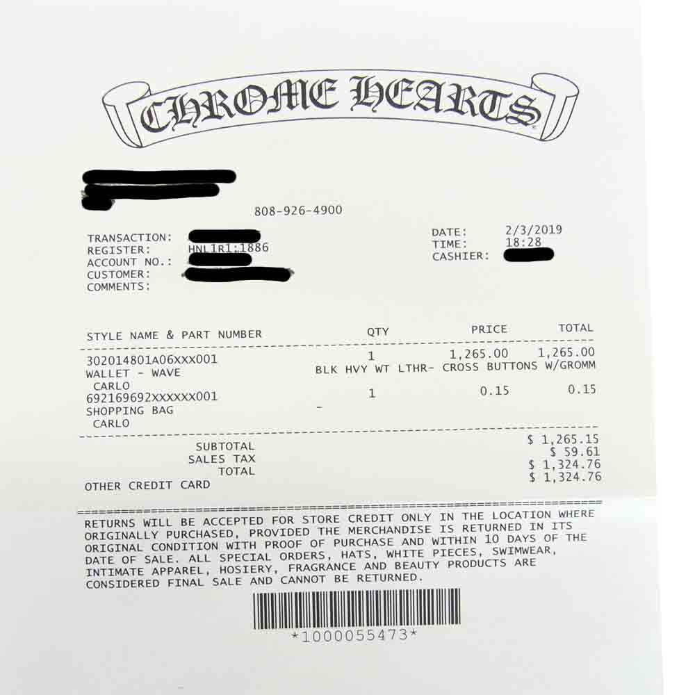 CHROME HEARTS クロムハーツ（原本有） WALLET WAVE CH クロスボールボタン ウェーブ ウォレット ブラック系【中古】