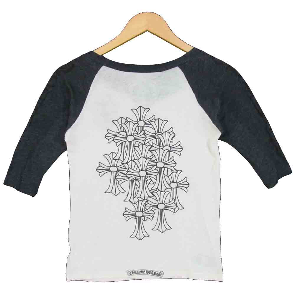 CHROME HEARTS クロムハーツ（原本無） ダガー バック クロス ロゴ  ラグラン Tシャツ ホワイト系 グレー系【中古】