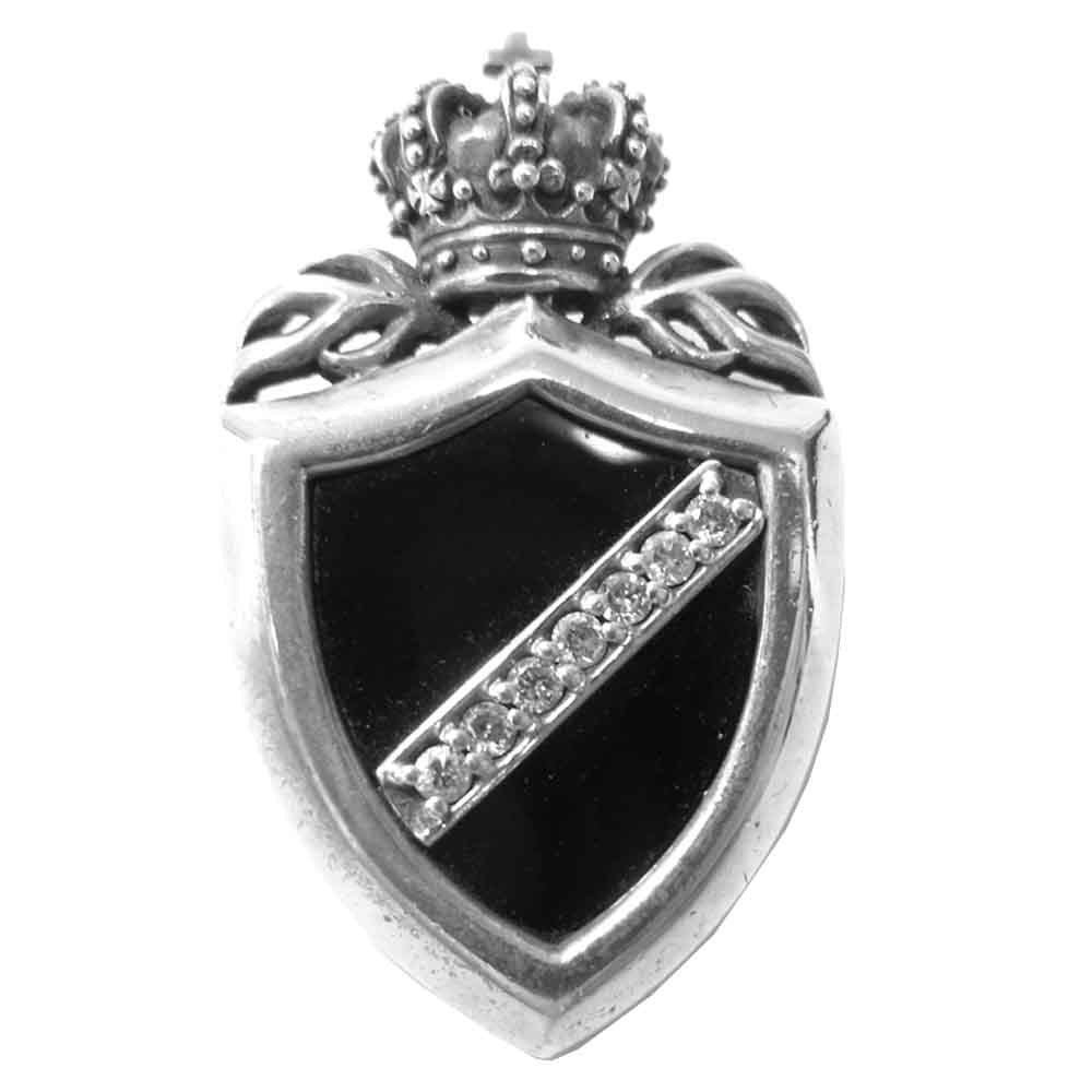 Justin Davis ジャスティンデイビス SPJ117 CROWN SHIELD クラウン シールド ペンダント シルバー系 ブラック系 表記無し【中古】