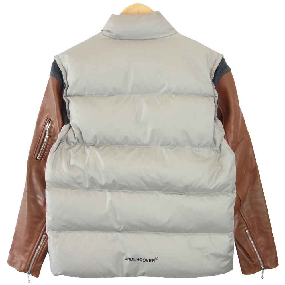 UNDERCOVER アンダーカバー 15AW UCP9202-1 SLEEVE LEATHER DOWN JKT 袖レザー ダウン ジャケット グレー系 ブラウン系【中古】