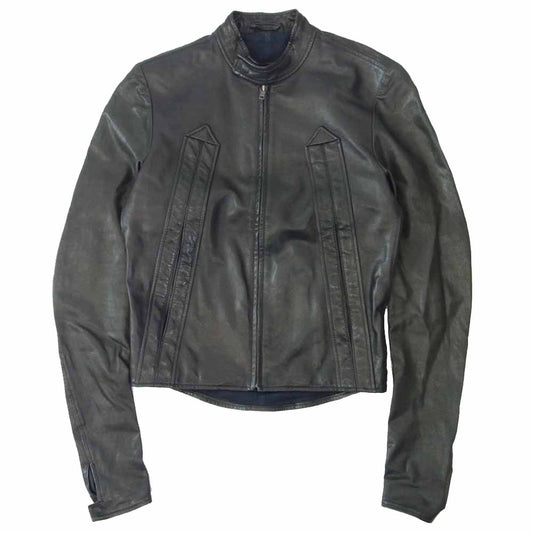 MAISON MARTIN MARGIELA メゾンマルタンマルジェラ 11SS S50AM0138 国内正規品 ここのえタグ 牛革 八の字 シングルライダース ジャケット ブラック系 44【中古】