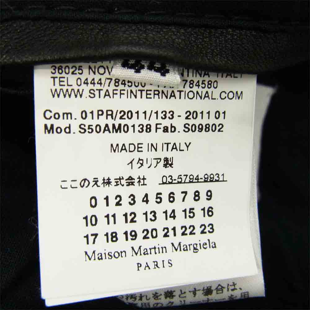 MAISON MARTIN MARGIELA メゾンマルタンマルジェラ 11SS S50AM0138 国内正規品 ここのえタグ 牛革 八の字 シングルライダース ジャケット ブラック系 44【中古】