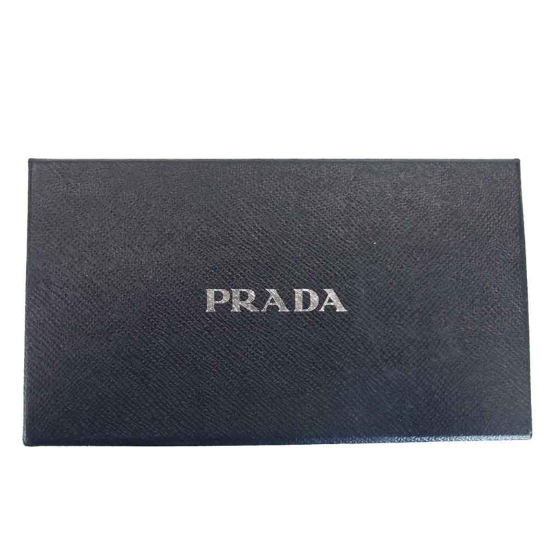 PRADA プラダ 1M1132 レザー スタッズ ロング ウォレット 二つ折り 財布 ブラック系 表記無し【中古】