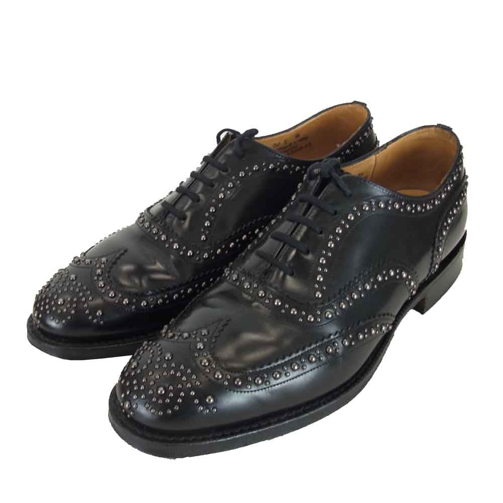 CHURCH'S チャーチ 7012 BURWOOD 2S バーウッド スタッズ ウィングチップ シューズ ブラック系 70【中古】