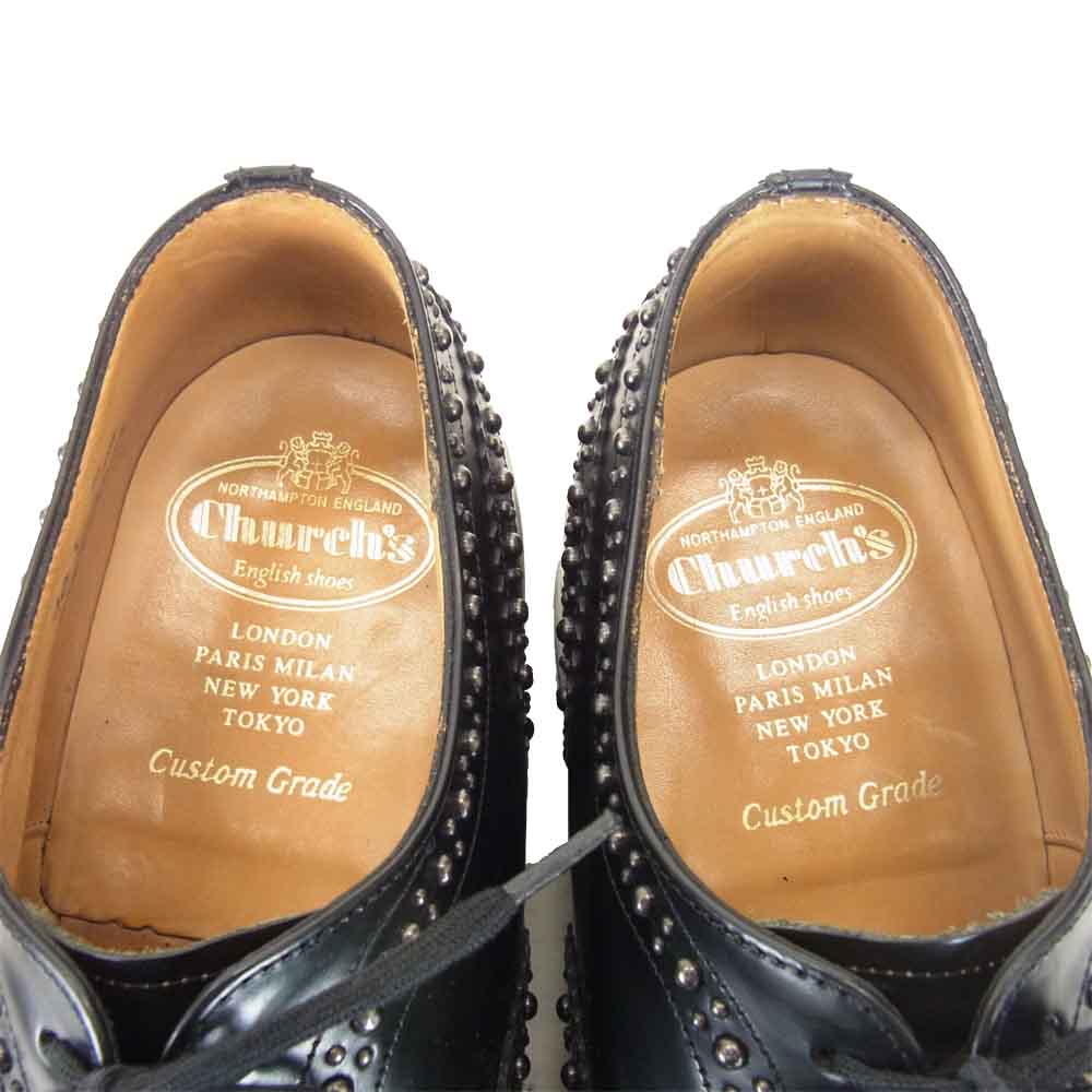 CHURCH'S チャーチ 7012 BURWOOD 2S バーウッド スタッズ ウィングチップ シューズ ブラック系 70【中古】