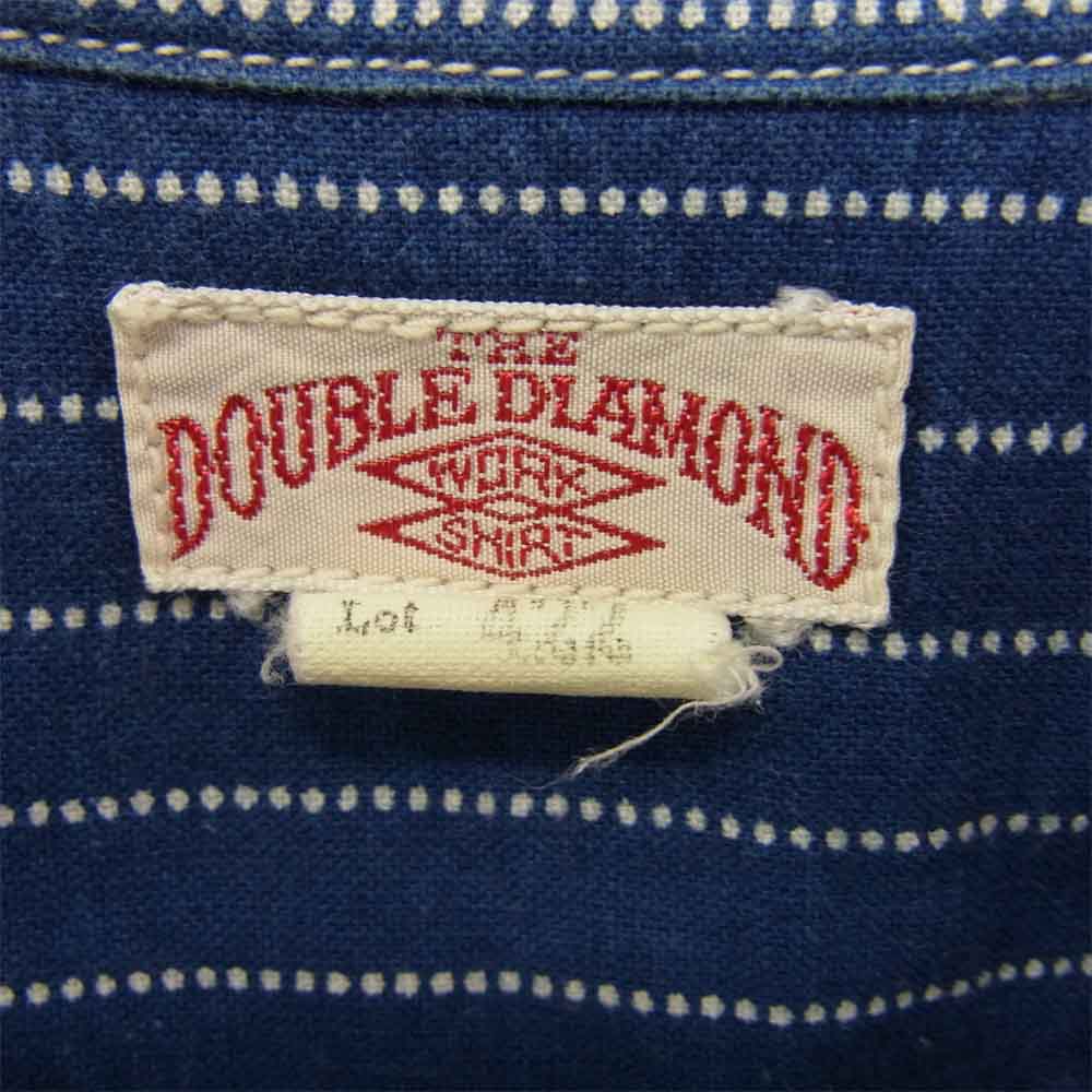 The REAL McCOY'S ザリアルマッコイズ DOUBLE DIAMOND ダブルダイヤモンド ウォバッシュ ストライプ ノーカラー シャツ ネイビー系 16【中古】