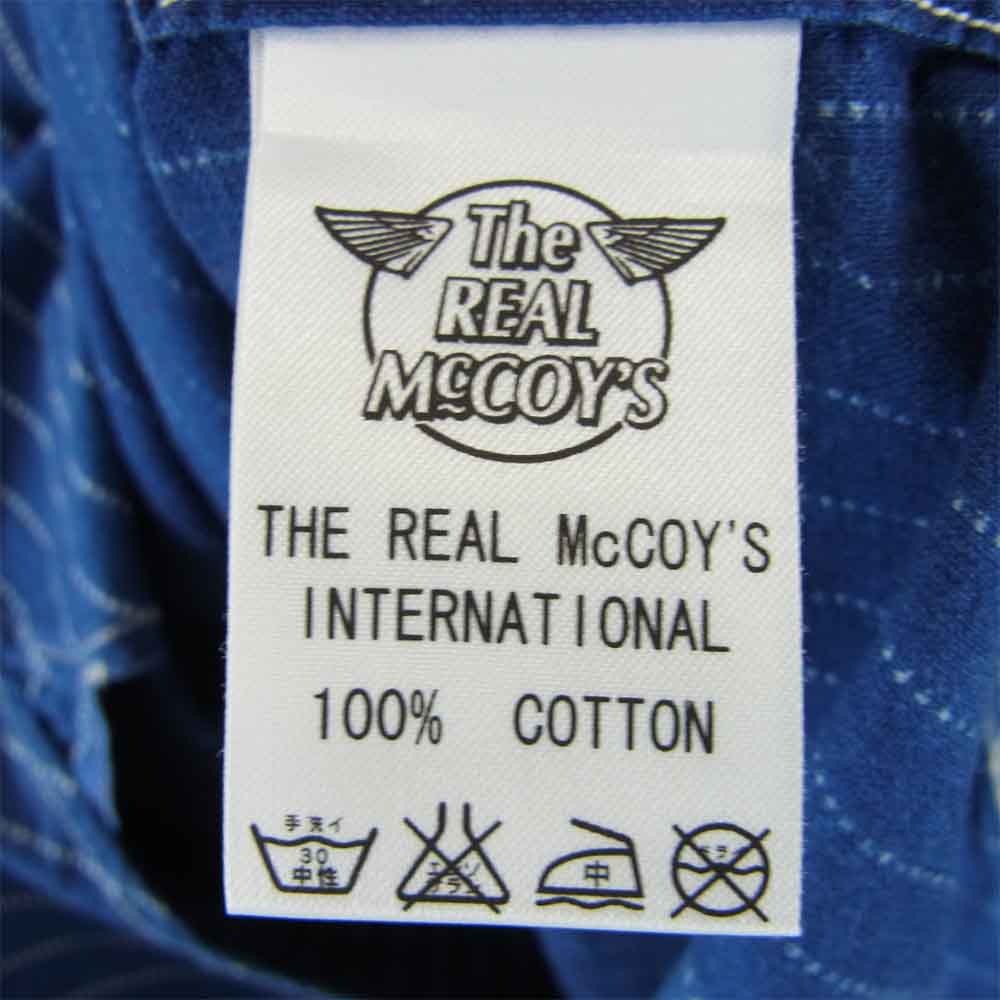 The REAL McCOY'S ザリアルマッコイズ DOUBLE DIAMOND ダブルダイヤモンド ウォバッシュ ストライプ ノーカラー シャツ ネイビー系 16【中古】