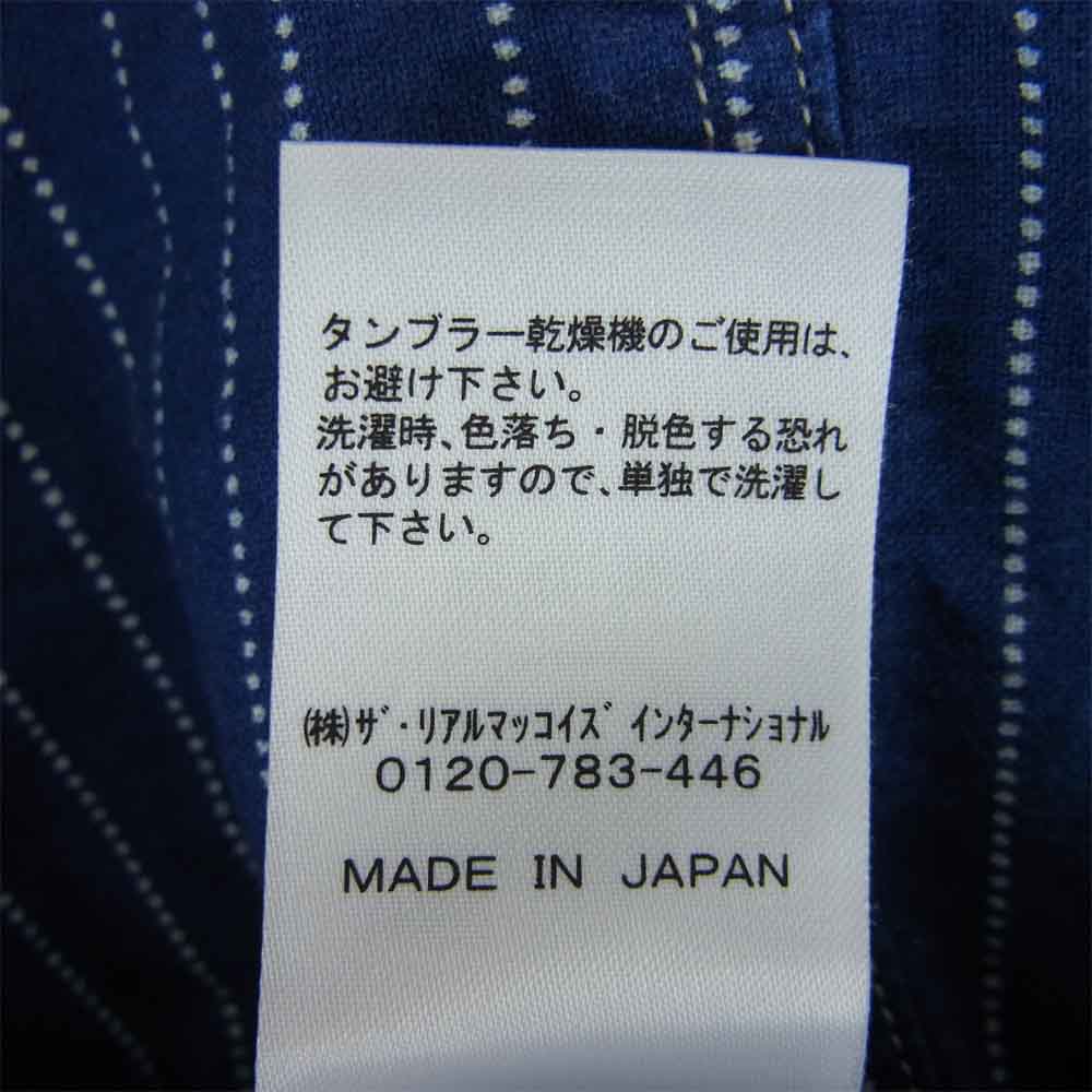 The REAL McCOY'S ザリアルマッコイズ DOUBLE DIAMOND ダブルダイヤモンド ウォバッシュ ストライプ ノーカラー シャツ ネイビー系 16【中古】