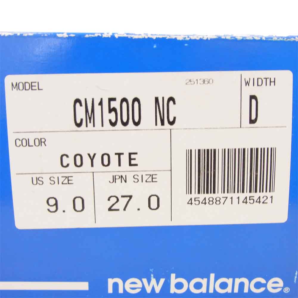 NEW BALANCE ニューバランス CM1500 NC ノンネイティブ nonnative 観賞用 ローカット スニーカー ブラウン系 27㎝【中古】