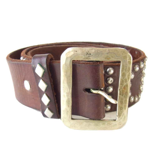 TENDERLOIN テンダーロイン HTC エイチティーシー PORTER ポーター T-STUD BELT ロゴ スタッズ ベルト ブラウン系 M【中古】
