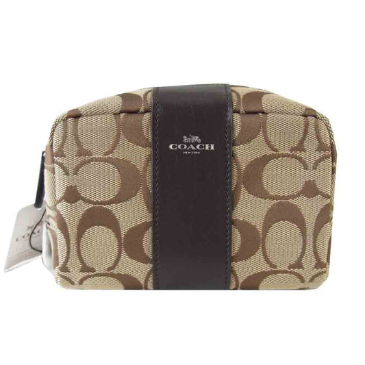 COACH コーチ 21497 SKHMA シグネチャー コスメポーチ ライトブラウン系【新古品】【未使用】【中古】