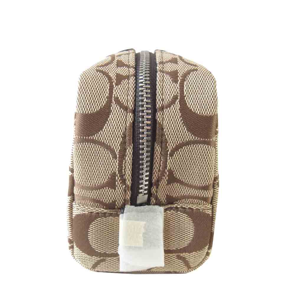 COACH コーチ 21497 SKHMA シグネチャー コスメポーチ ライトブラウン系【新古品】【未使用】【中古】