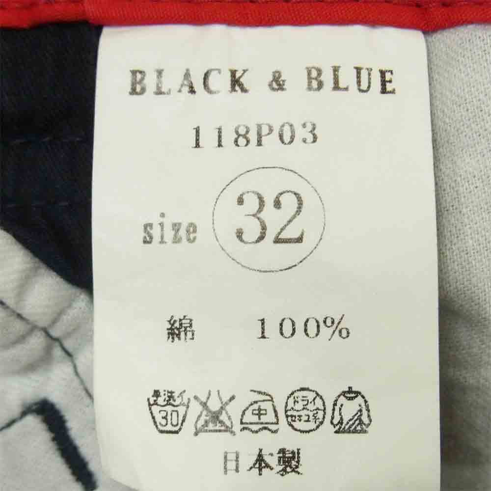 ブラック＆ブルー 118P03 ベルテッド ワイド パンツ ダークネイビー系 32【中古】