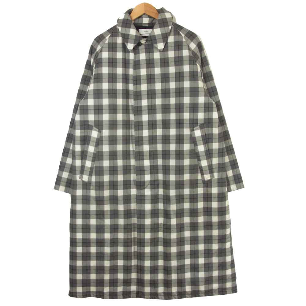 GRAPHPAPER グラフペーパー GM203-10058 SUPER 140's Fine Wool Check Padding Bal Collar Coat ウール コート グレー系 ホワイト系 2【美品】【中古】