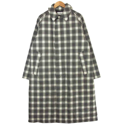 GRAPHPAPER グラフペーパー GM203-10058 SUPER 140's Fine Wool Check Padding Bal Collar Coat ウール コート グレー系 ホワイト系 2【美品】【中古】