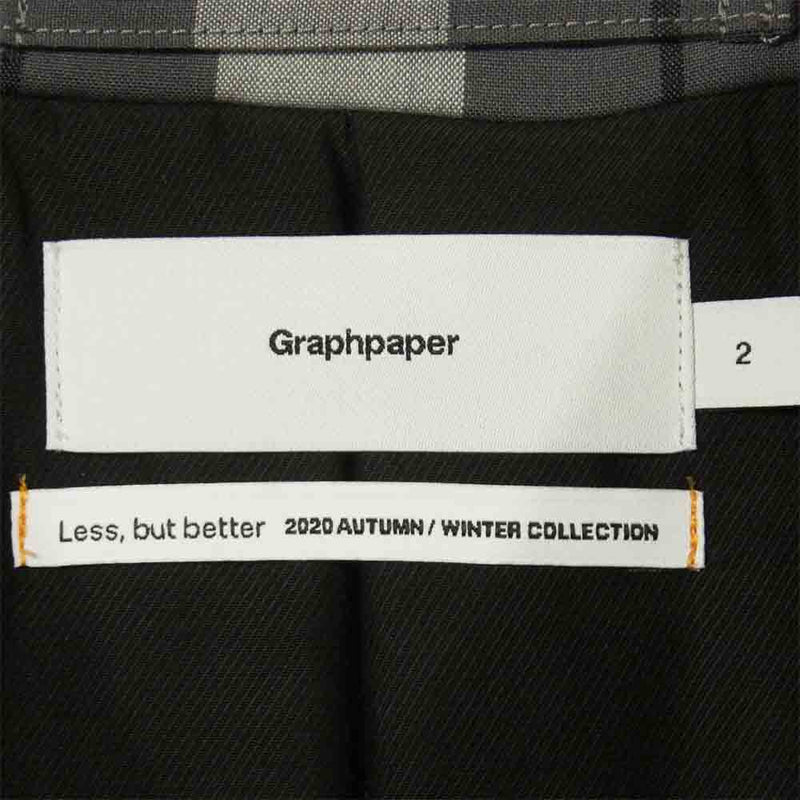 GRAPHPAPER グラフペーパー GM203-10058 SUPER 140's Fine Wool Check Padding Bal Collar Coat ウール コート グレー系 ホワイト系 2【美品】【中古】