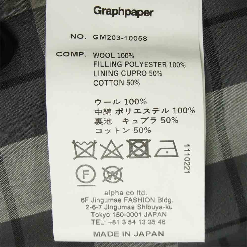 GRAPHPAPER グラフペーパー GM203-10058 SUPER 140's Fine Wool Check Padding Bal Collar Coat ウール コート グレー系 ホワイト系 2【美品】【中古】