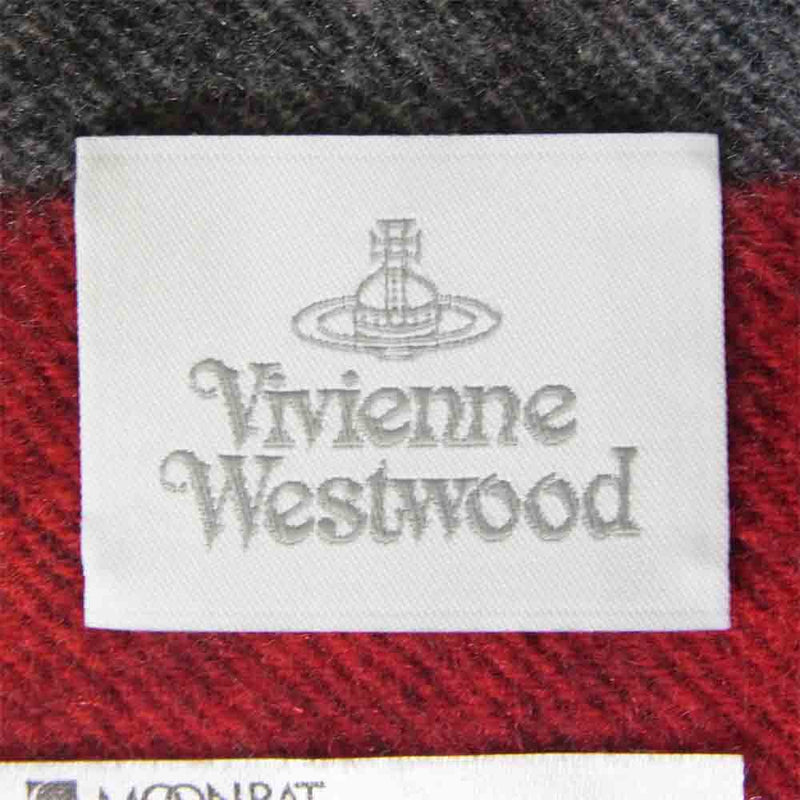 Vivienne Westwood ヴィヴィアンウエストウッド オーブ カシミヤ100％ マフラー 白赤黒系【美品】【中古】