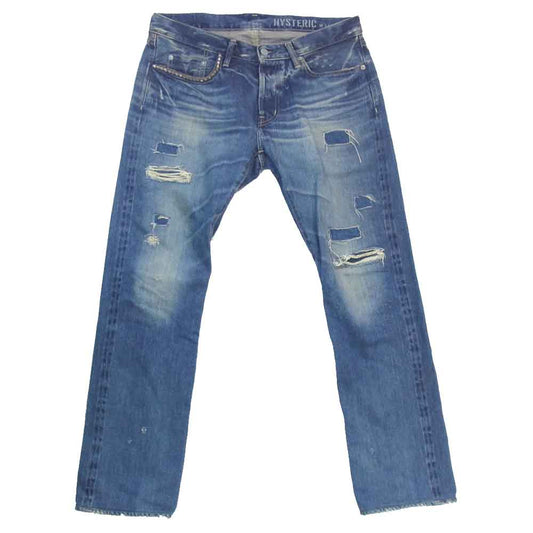 HYSTERIC GLAMOUR ヒステリックグラマー 0243AP17 SP加工 小窓 リメイク セルビッチ ダメージ デニム パンツ インディゴブルー系 34【中古】