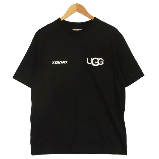 UGG アグ ロゴ プリント 半袖 Tシャツ コットン 中国製 ブラック系 L【美品】【中古】