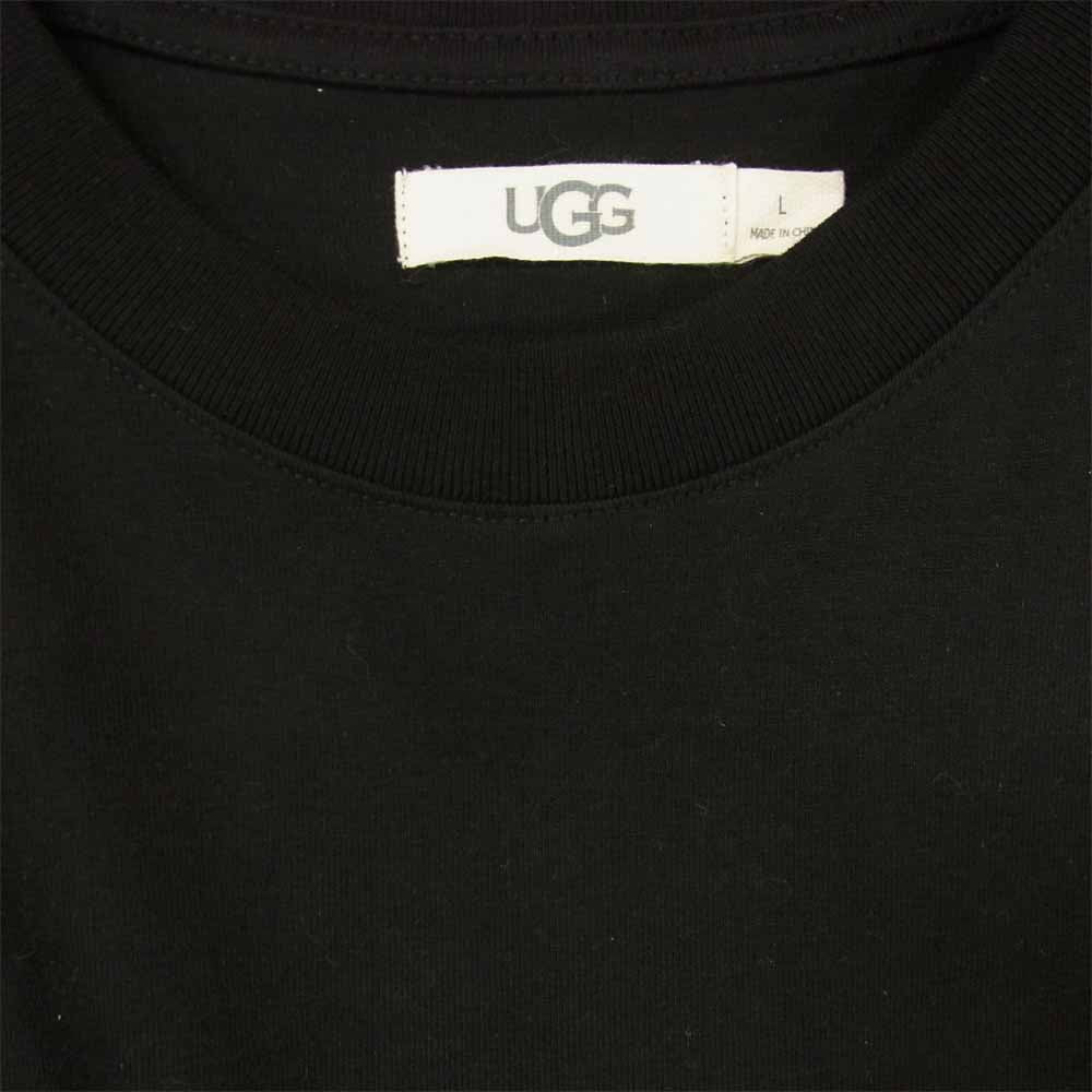 UGG アグ ロゴ プリント 半袖 Tシャツ コットン 中国製 ブラック系 L【美品】【中古】