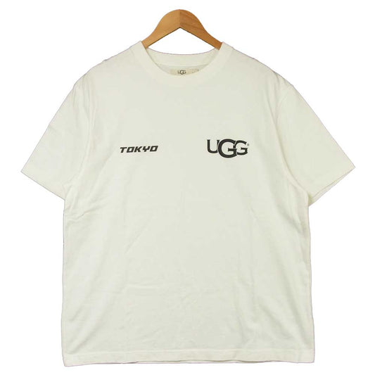 UGG アグ ロゴ プリント 半袖 Tシャツ コットン 中国製 ホワイト系 L【美品】【中古】